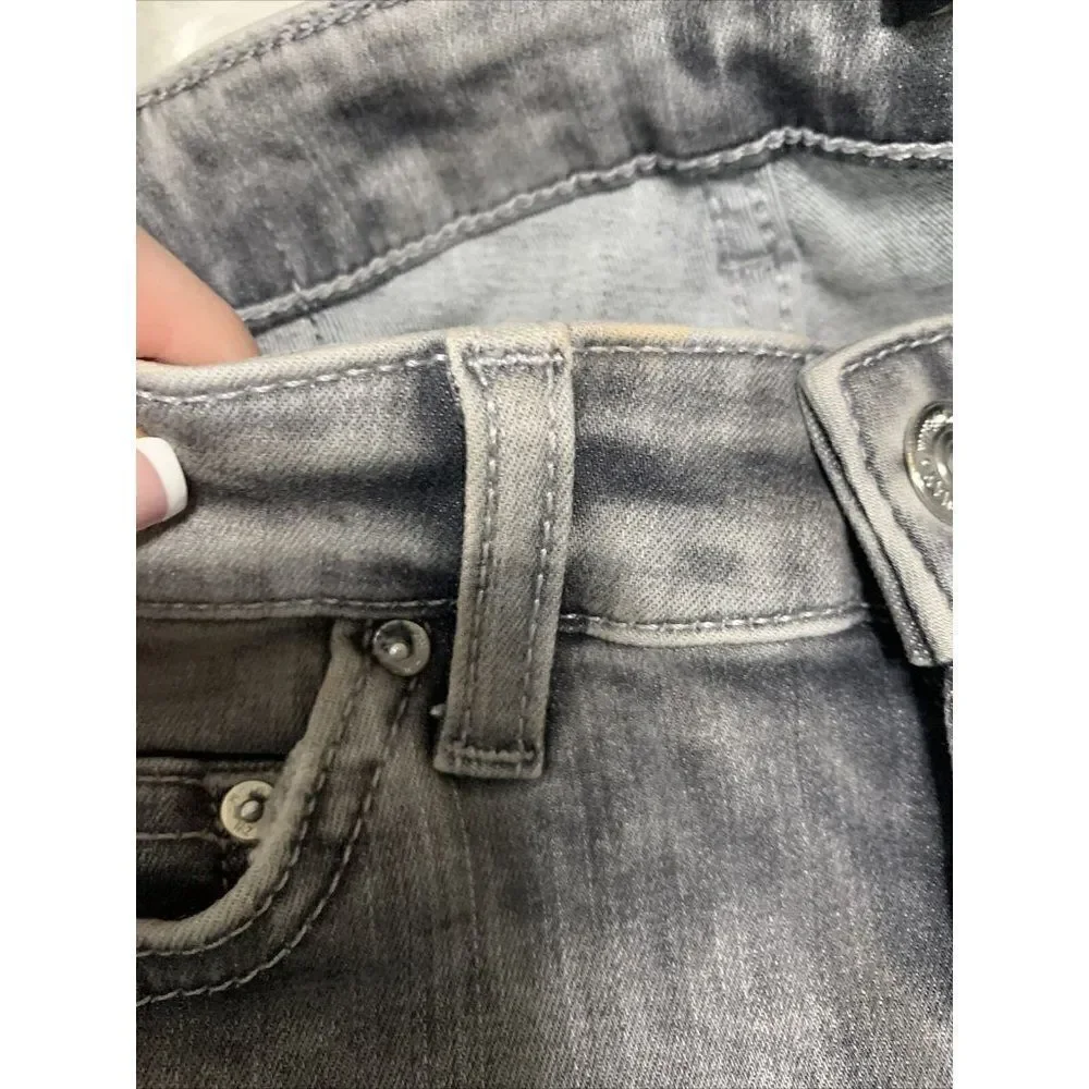 zara womens gray mid rise distressed skinny jeans denim stretch 2 Xs